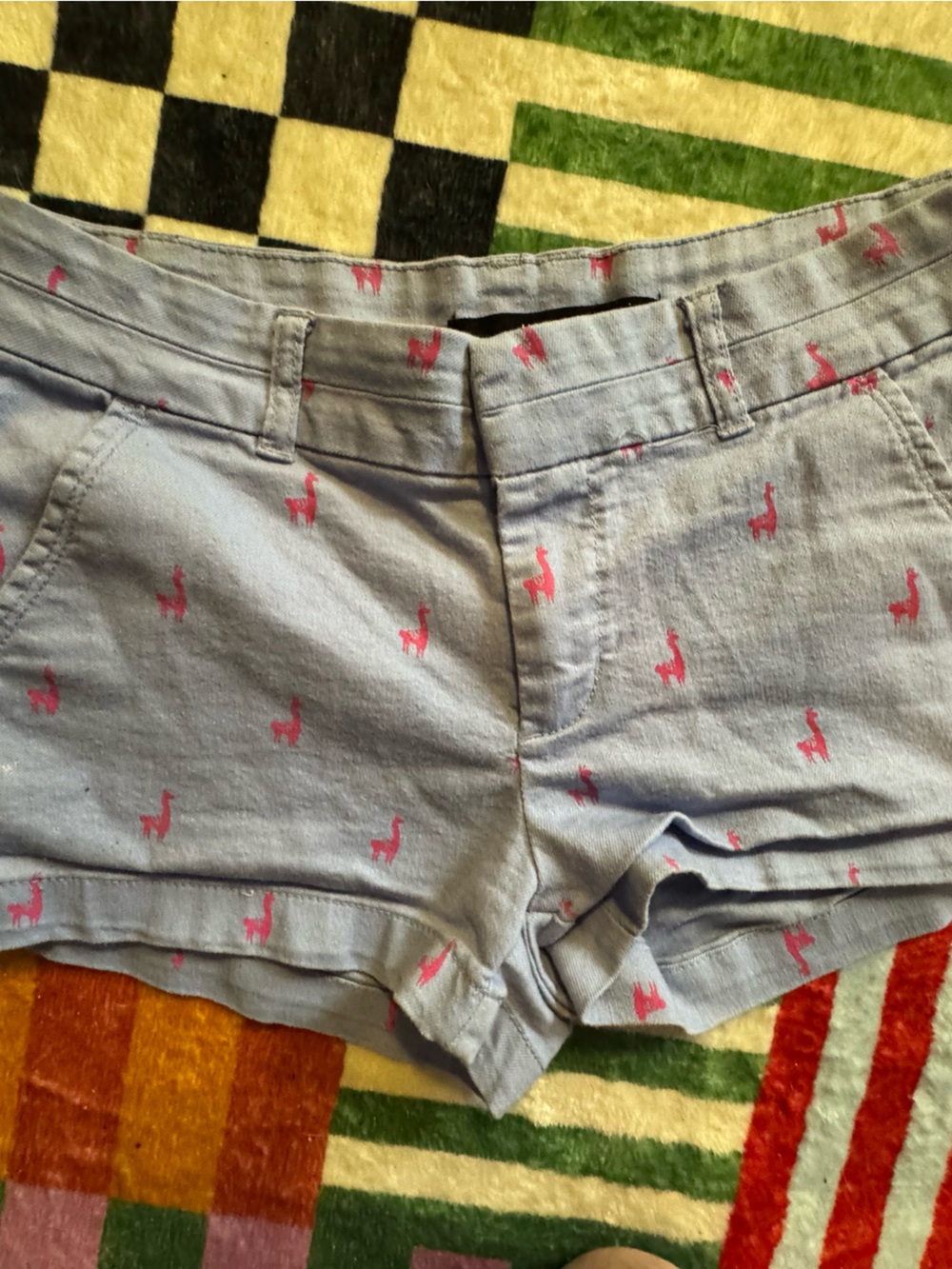 Harper Light Blue Shorts with Pink Accent Motif